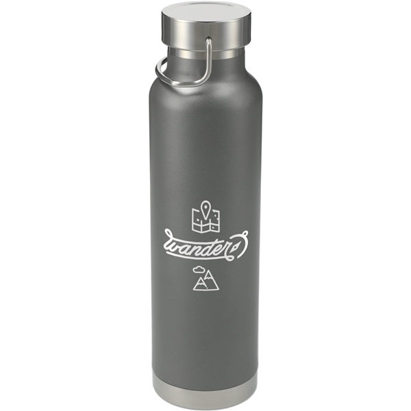 aerial view a gray thor copper vacuum insulated 22oz water bottle, image 2 of 6