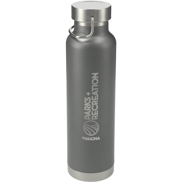 aerial view a gray thor copper vacuum insulated 22oz water bottle, image 3 of 6