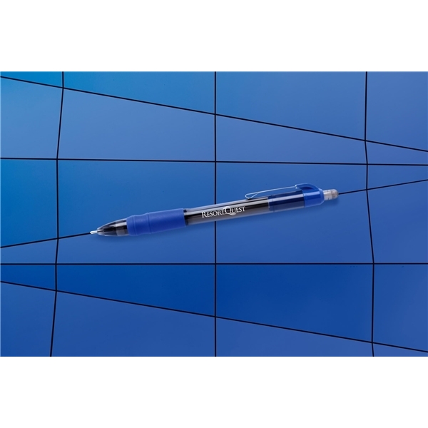 aerial view a dark blue with blue ink maxglide click(r) corporate arrow pen, image 3 of 3