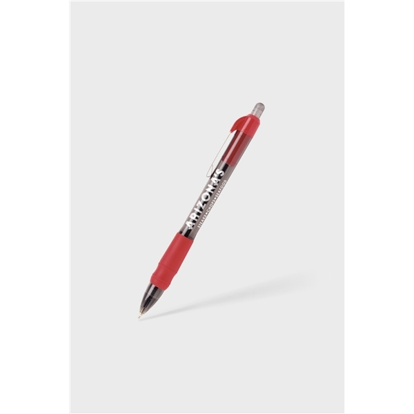 aerial view a red with blue ink maxglide click(r) corporate arrow pen, image 2 of 2