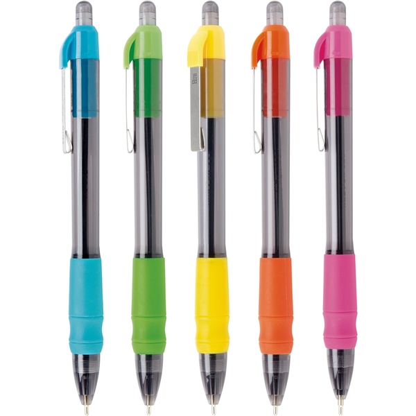 aerial view a group of maxglide click(tm) hybrid ink comfort grip tropical pen, image 2 of 2