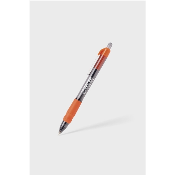 aerial view a citrus orange with black ink maxglide click(tm) hybrid ink comfort grip tropical pen, image 2 of 3