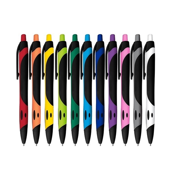 aerial view a group of gel sport soft touch rubberized hybird ink gel pen - black ink, image 3 of 3