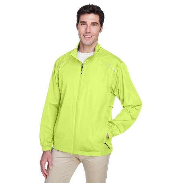aerial view a safety yellow core365 - mens techno lite motivate unlined lightweight jacket, image 4 of 7