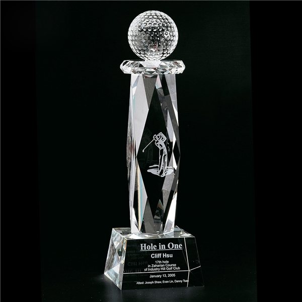 Promotional Clearaward Crystal Pebble Golf Ball Award - 4x17x4 in