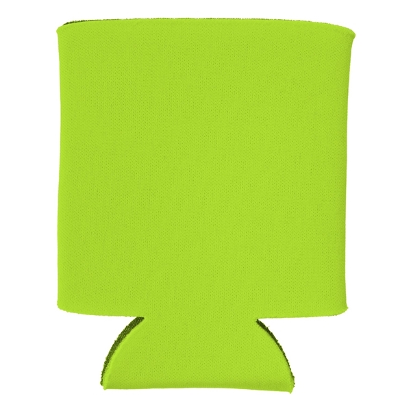 aerial view a lime green folding foam can cooler sleeve, image 3 of 4