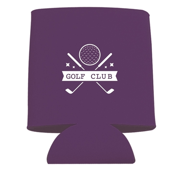 aerial view a purple folding foam can cooler sleeve, image 4 of 4
