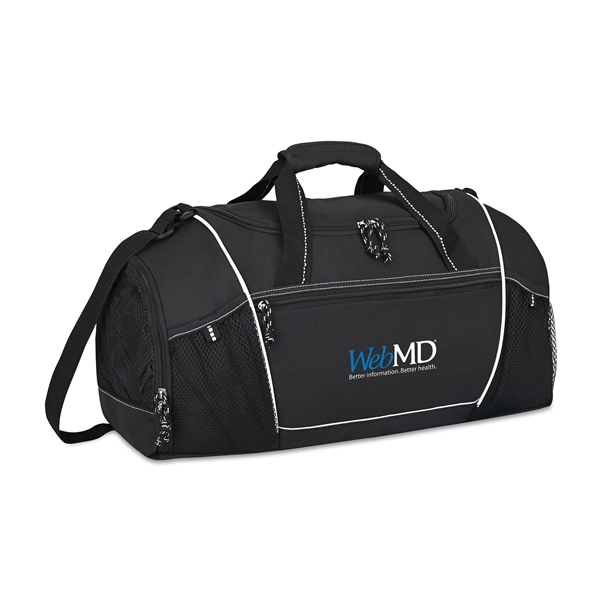 aerial view a black 600d polyester endurance sports bag, image 3 of 5