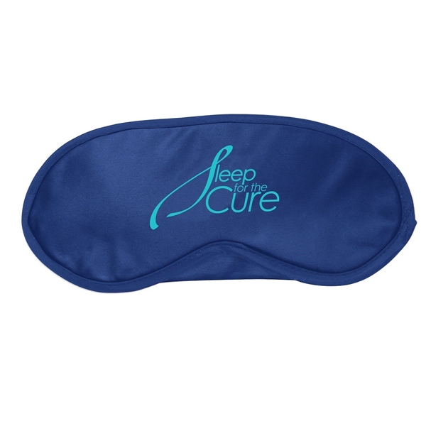 aerial view a blue satin sleep eye mask, image 2 of 2