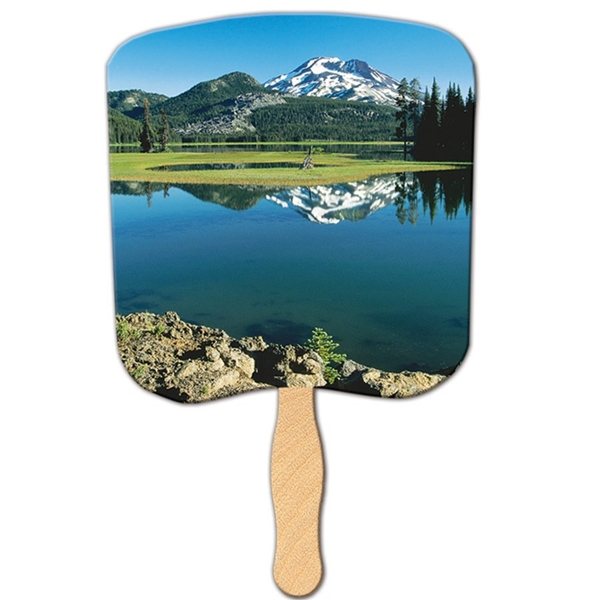 Promotional Mountain Scene Religious Stock Fan - Paper Products