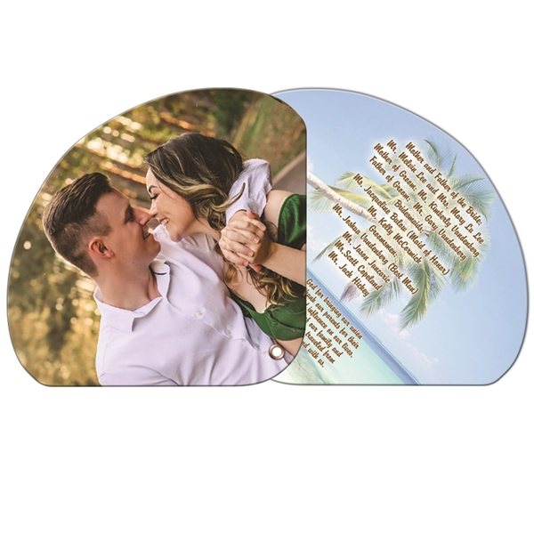 Promotional Wedding Two Part Expandable Hand Fan w / Decorated Edge - Paper Products