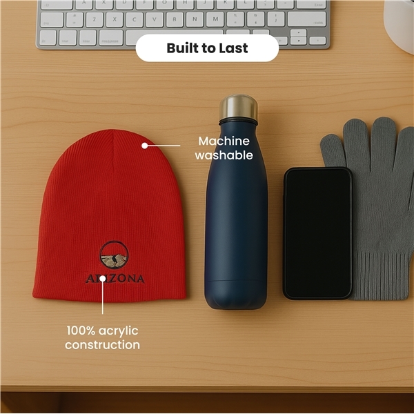 aerial view a group of 100 acrylic knit beanie cap, image 3 of 5