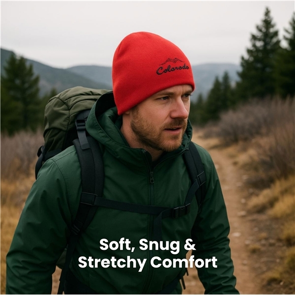 aerial view a group of 100 acrylic knit beanie cap, image 4 of 5