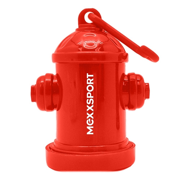 aerial view a red fire hydrant shaped waste bag dispenser, image 2 of 2
