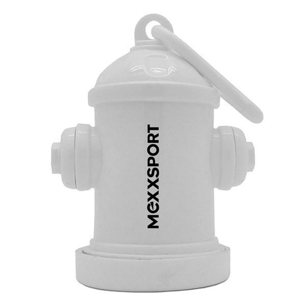 aerial view a white fire hydrant shaped waste bag dispenser, image 2 of 2