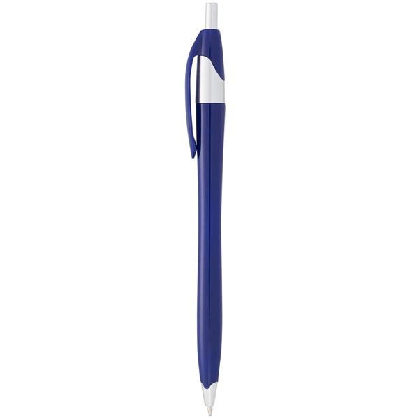 aerial view a blue with silver trim cougar multi color click ballpoint pen, custom pens, image 2 of 4