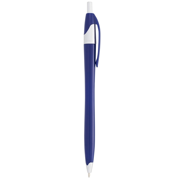 aerial view a blue with silver trim cougar multi color click ballpoint pen, custom pens, image 3 of 4