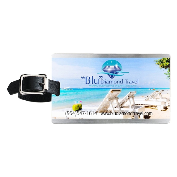 Brushed Aluminum Kwik Seal(R) Backing Luggage Bag Tag (PhotoImage Full Color)