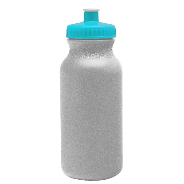 aerial view a granite bottle & cyan lid 20 oz the omni color bike bottle with push pull lid, image 2 of 2