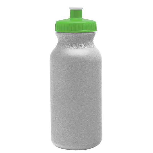 aerial view a granite bottle & lime green lid 20 oz the omni color bike bottle with push pull lid, image 2 of 2