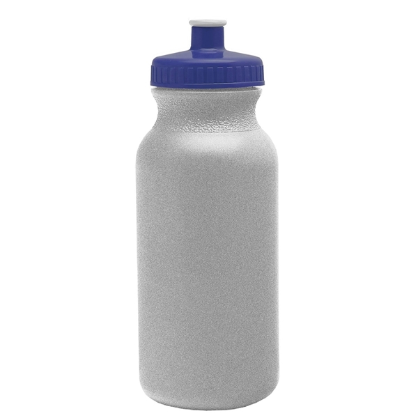 aerial view a granite bottle & navy blue lid 20 oz the omni color bike bottle with push pull lid, image 2 of 2