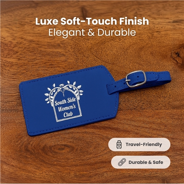 aerial view a group of toscano soft touch pleather luggage tag, image 2 of 4