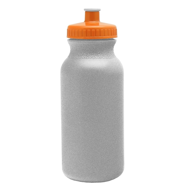 aerial view a granite bottle & orange lid 20 oz the omni color bike bottle with push pull lid, image 2 of 2