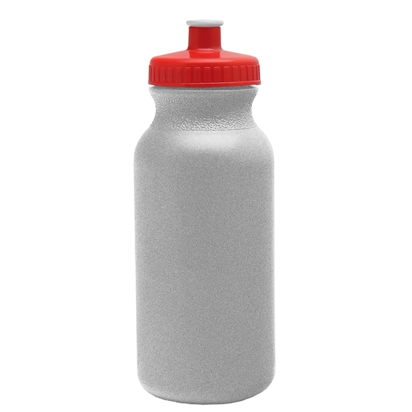 aerial view a granite bottle & red lid 20 oz the omni color bike bottle with push pull lid, image 2 of 2