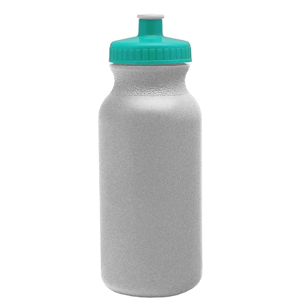 aerial view a granite bottle & teal lid 20 oz the omni color bike bottle with push pull lid, image 2 of 2
