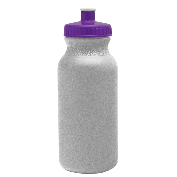 aerial view a granite bottle & violet lid 20 oz the omni color bike bottle with push pull lid, image 2 of 2