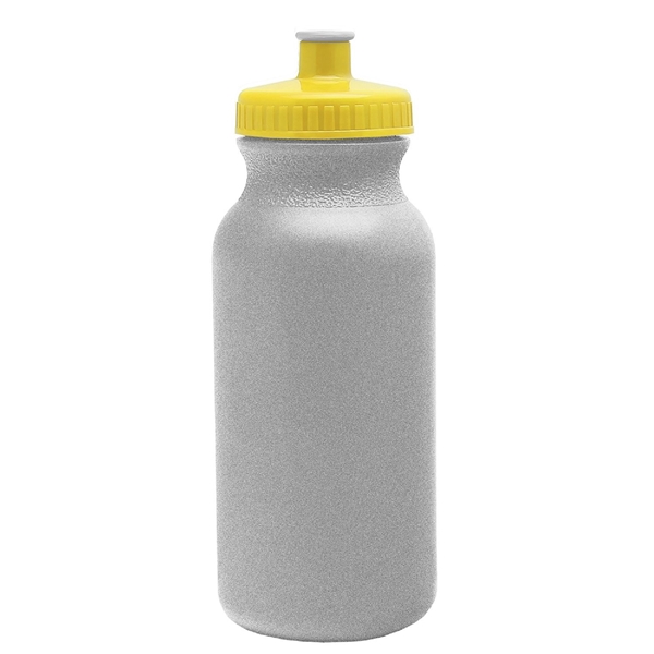 aerial view a granite bottle & yellow lid 20 oz the omni color bike bottle with push pull lid, image 2 of 2