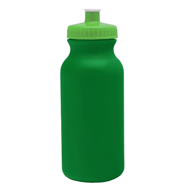 aerial view a kelly green bottle & lime green lid 20 oz the omni color bike bottle with push pull lid, image 2 of 2