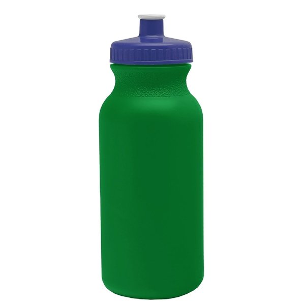 aerial view a kelly green bottle & navy blue lid 20 oz the omni color bike bottle with push pull lid, image 2 of 2