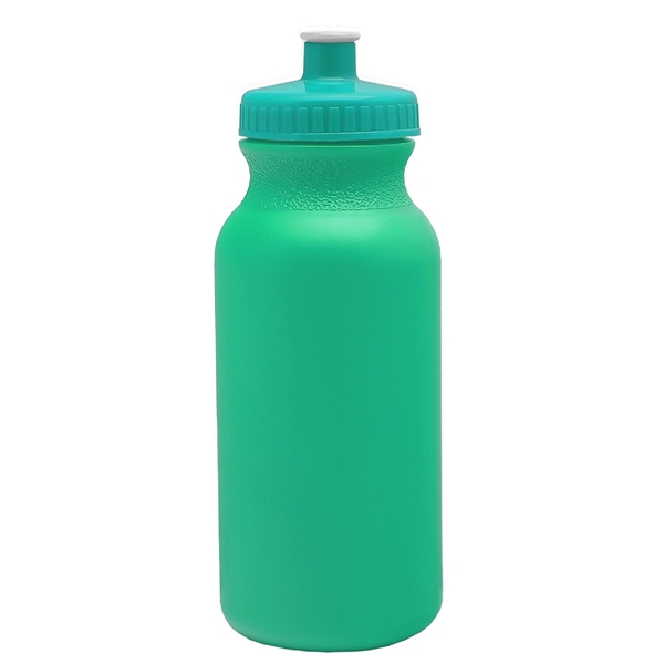 aerial view a turquoise bottle & teal lid 20 oz the omni color bike bottle with push pull lid, image 2 of 2