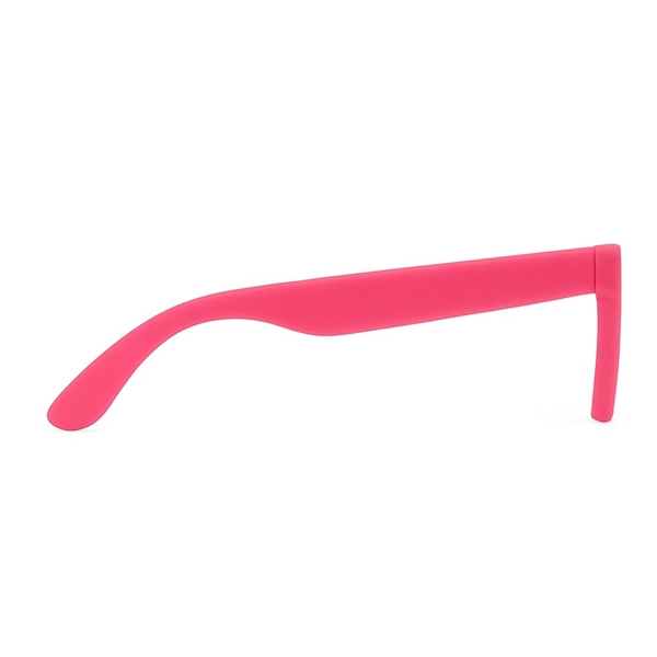 aerial view a pink single tone matte plastic sunglasses, image 4 of 4