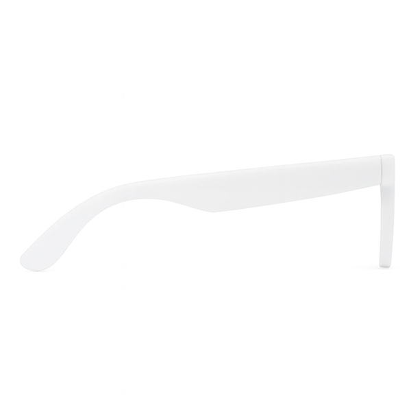 aerial view a white single tone matte plastic sunglasses, image 4 of 4