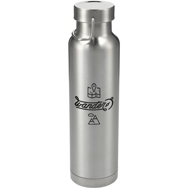 aerial view a silver thor copper vacuum insulated 22oz water bottle, image 2 of 6