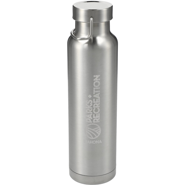 aerial view a silver thor copper vacuum insulated 22oz water bottle, image 3 of 6