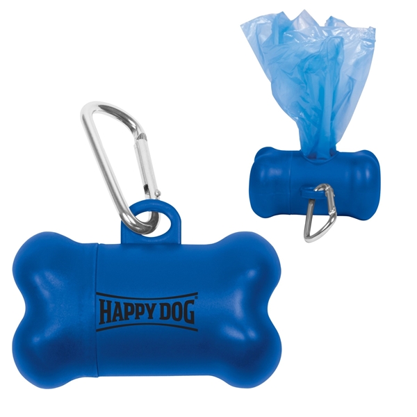 aerial view a blue promotional doggie pet waste disposal bag dispenser holder, image 2 of 2
