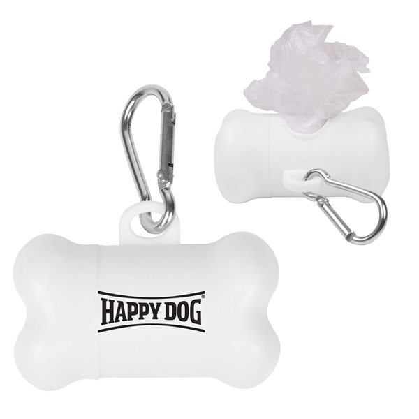 aerial view a white promotional doggie pet waste disposal bag dispenser holder, image 2 of 2