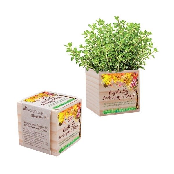 aerial view a natural pine wood wooden cube blossom kit, image 2 of 2