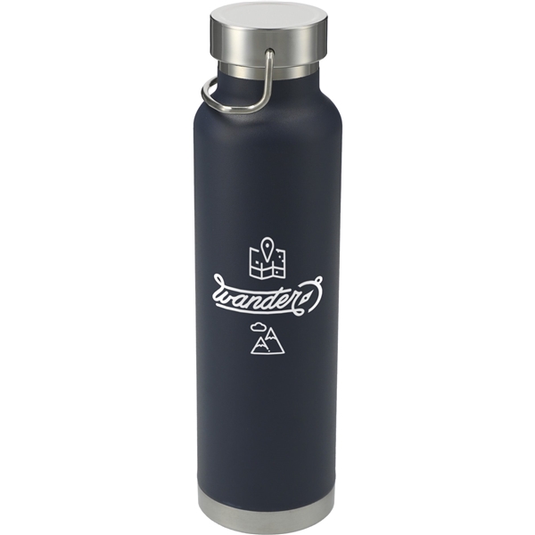 aerial view a navy thor copper vacuum insulated 22oz water bottle, image 2 of 5