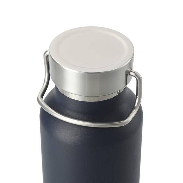 aerial view a navy thor copper vacuum insulated 22oz water bottle, image 4 of 5