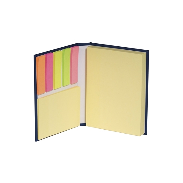 aerial view a navy 3 size sticky notes book, image 3 of 3