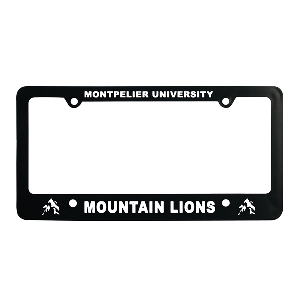 aerial view a black classic license frame with 4 holes, image 2 of 2