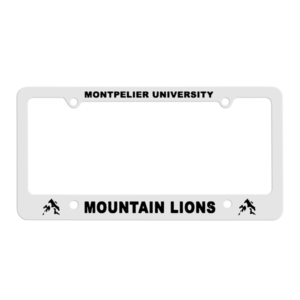 aerial view a white classic license frame with 4 holes, image 2 of 2