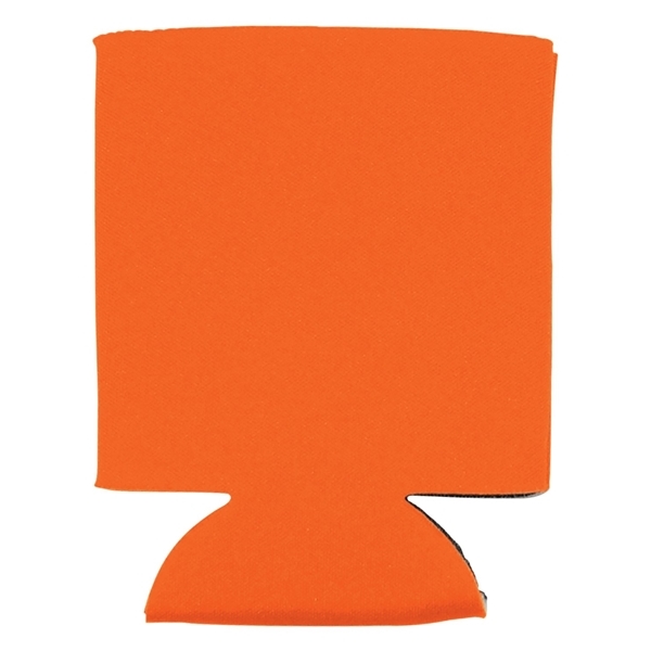 aerial view a orange folding foam can cooler sleeve, image 3 of 4