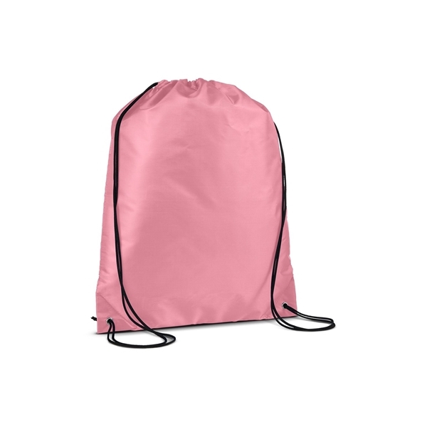 aerial view a pink versatile polyester drawstring backpack, image 3 of 3