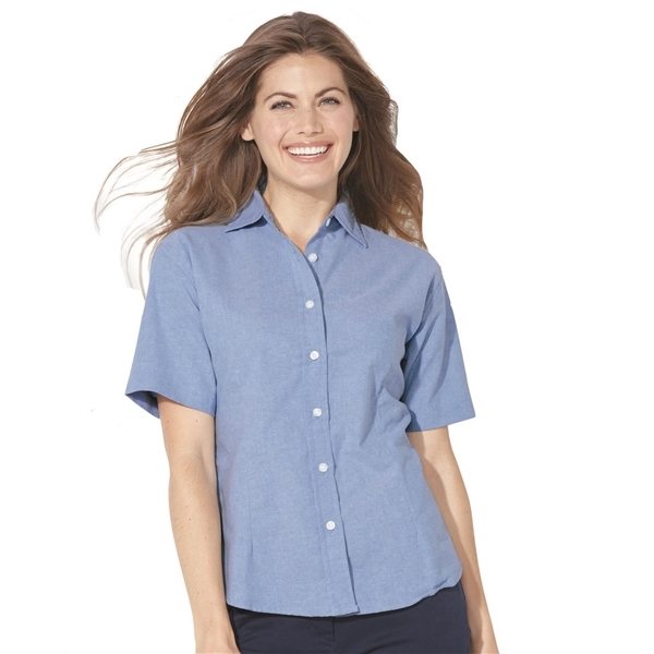 Promotional FeatherLite(R) Ladies Short Sleeve Oxford Shirt - COLORS