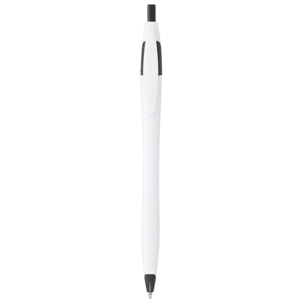 aerial view a white with black trim cougar multi color click ballpoint pen, custom pens, image 4 of 4